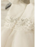 Taffeta Tulle Tutu Flower Girl Dress With Beading Sash